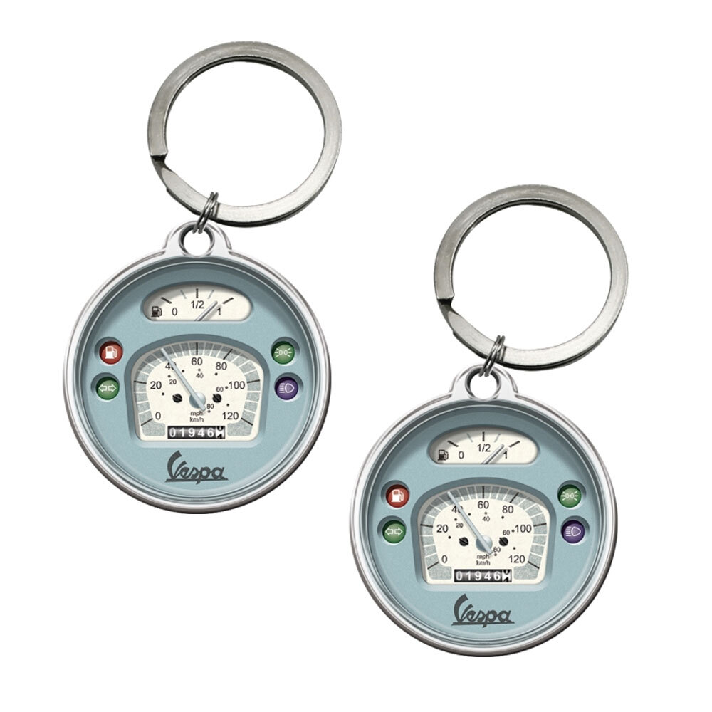 Nostalgic Style Stainless Steel Keyring - Vespa Speedometer Design - 4cm