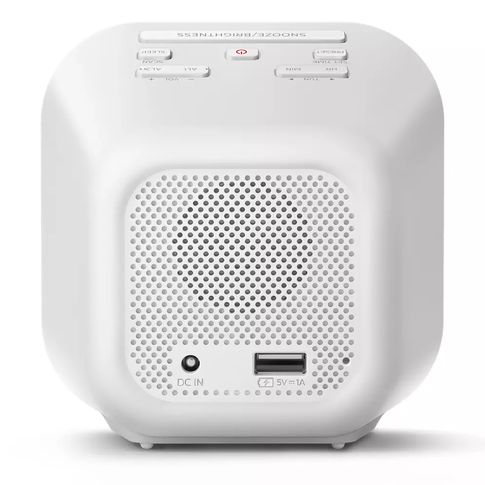 Philips FM Radio Alarm Clock With USB Charging - Battery Backup & Sleep Timer