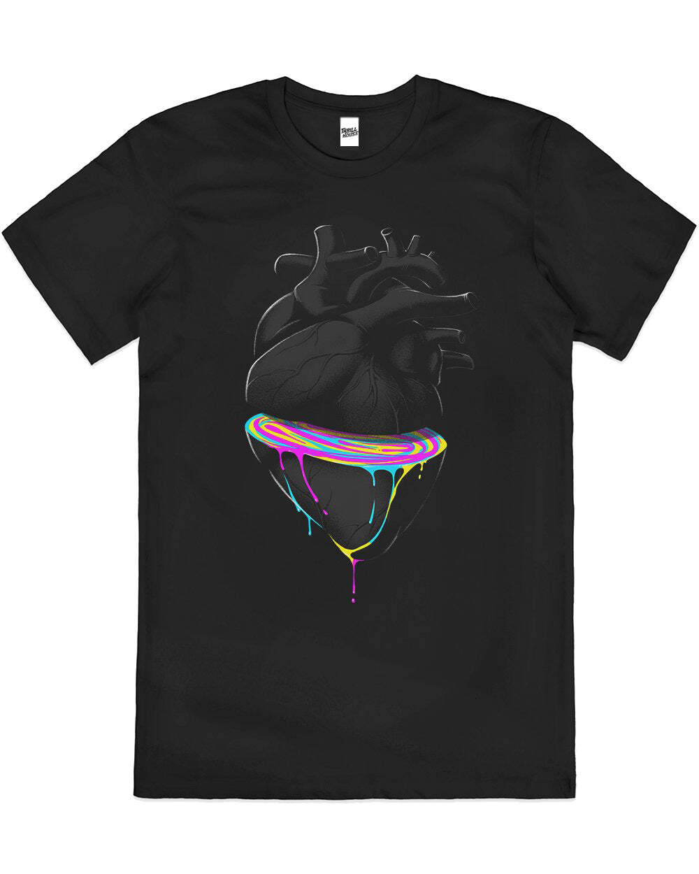 Bleeding Heart Artistic Rainbow Anatomy Cotton T-Shirt Unisex Tee Black - Picture 9 of 9