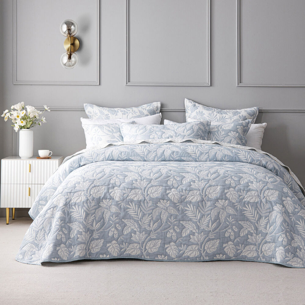 Bianca Laurieton Blue Soft Jacquard Sleep Bedspread Set - Picture 7 of 10