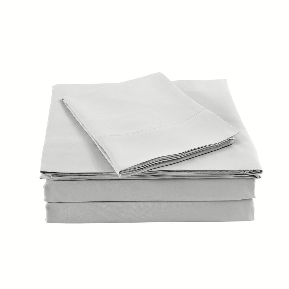 Royal Comfort Bedding Sheet Set/2x Pillowcases Blended Bamboo Light Grey - Picture 8 of 8